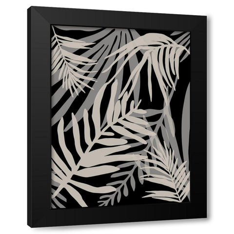 Black Glam Leaves 1 Black Modern Wood Framed Art Print by Urban Epiphany