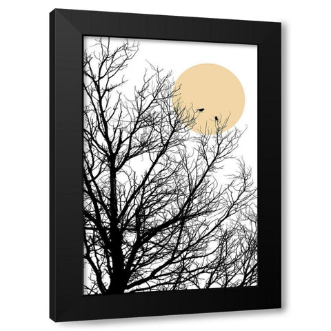 Two Little Birds 2 Black Modern Wood Framed Art Print by Urban Epiphany