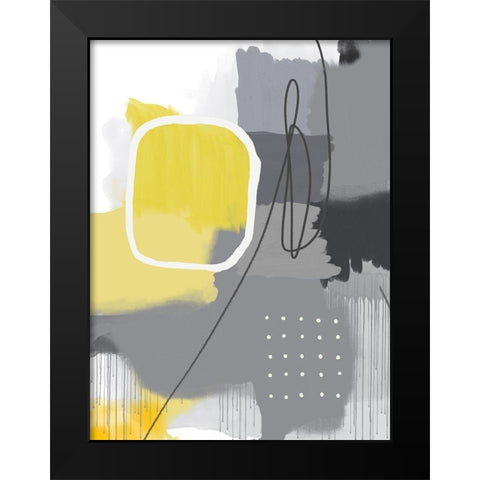 Modern Abstract Yellow Grey 1 Black Modern Wood Framed Art Print by Urban Epiphany