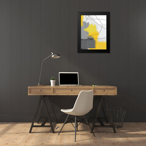 Modern Abstract Yellow Grey 2 Black Modern Wood Framed Art Print by Urban Epiphany