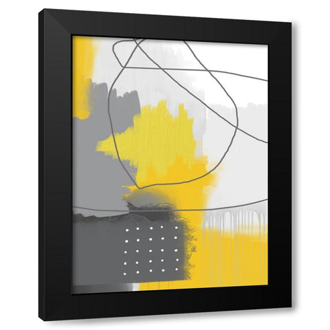 Modern Abstract Yellow Grey 2 Black Modern Wood Framed Art Print with Double Matting by Urban Epiphany