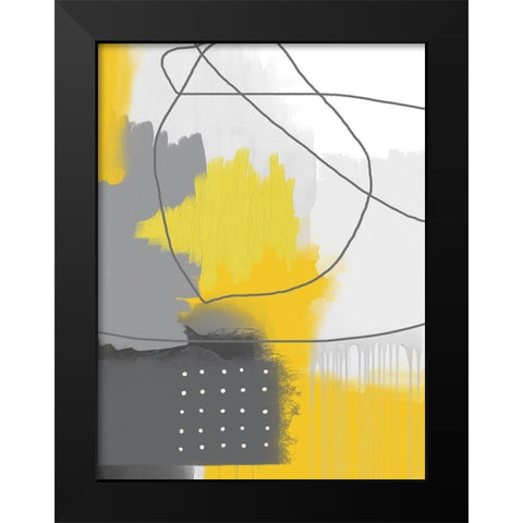 Modern Abstract Yellow Grey 2 Black Modern Wood Framed Art Print by Urban Epiphany