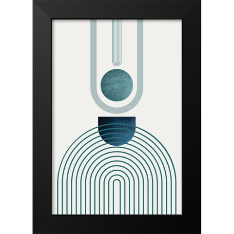 Mid CenturyModern Navy Teal 1 Black Modern Wood Framed Art Print by Urban Epiphany