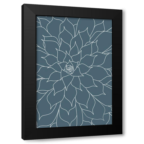 Succulent Blue Stone Black Modern Wood Framed Art Print with Double Matting by Urban Epiphany