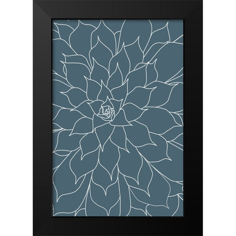 Succulent Blue Stone Black Modern Wood Framed Art Print by Urban Epiphany