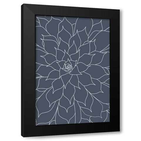 Succulent Midnight Blue Black Modern Wood Framed Art Print by Urban Epiphany