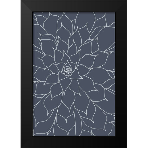 Succulent Midnight Blue Black Modern Wood Framed Art Print by Urban Epiphany
