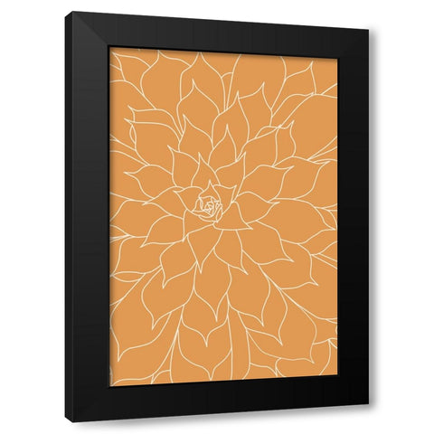 Succulent Tangerine Black Modern Wood Framed Art Print by Urban Epiphany