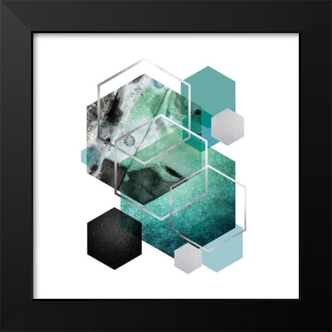 Geo Teal 2 Black Modern Wood Framed Art Print by Urban Epiphany