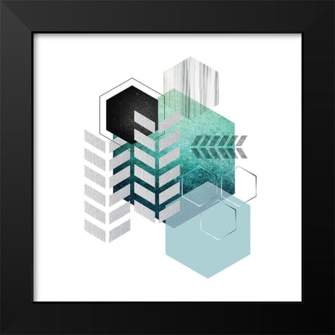 Geo Teal 4 Black Modern Wood Framed Art Print by Urban Epiphany