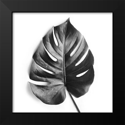 Monstera Black Modern Wood Framed Art Print by Urban Epiphany