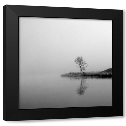 Winter Mist Square Black Modern Wood Framed Art Print with Double Matting by Urban Epiphany