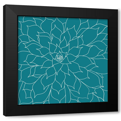 Succulent Turquoise Black Modern Wood Framed Art Print by Urban Epiphany