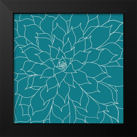 Succulent Turquoise Black Modern Wood Framed Art Print by Urban Epiphany