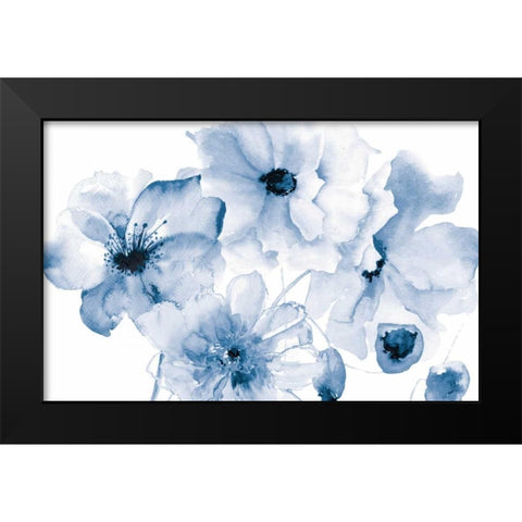 Flowering Blue Black Modern Wood Framed Art Print by Brown, Victoria