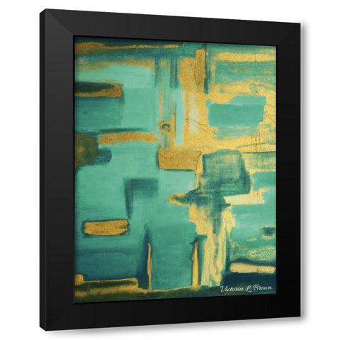 Golden Teal Black Modern Wood Framed Art Print with Double Matting by Brown, Victoria