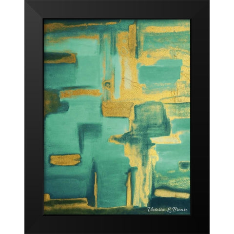 Golden Teal Black Modern Wood Framed Art Print by Brown, Victoria