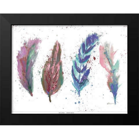 Natures Feathers Black Modern Wood Framed Art Print by Brown,Victoria