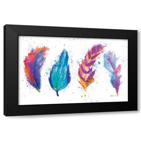 Feathers Black Modern Wood Framed Art Print with Double Matting by Brown, Victoria