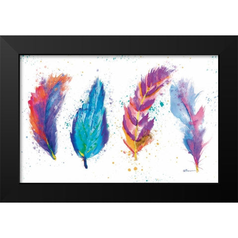 Feathers Black Modern Wood Framed Art Print by Brown, Victoria