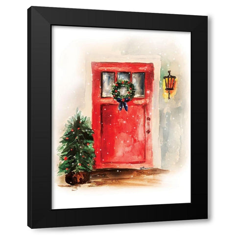 Christmas Door Black Modern Wood Framed Art Print by Brown, Victoria