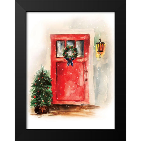 Christmas Door Black Modern Wood Framed Art Print by Brown, Victoria