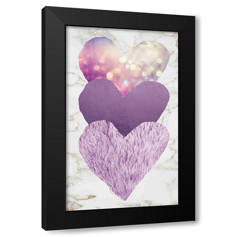 Triple Heart Purple Black Modern Wood Framed Art Print with Double Matting by Brown, Victoria