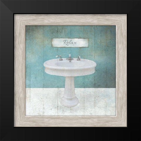 Wood Framed Aqua Bath Sink Black Modern Wood Framed Art Print by Brown, Victoria