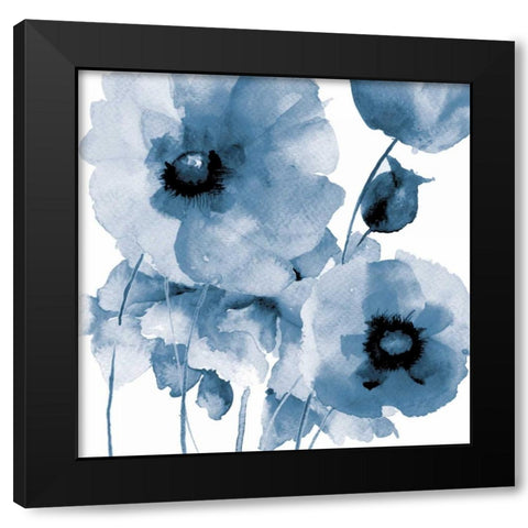 Flowing Flowers Black Modern Wood Framed Art Print by Brown, Victoria