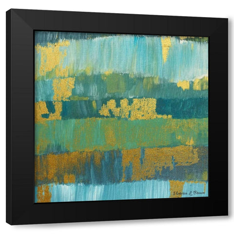 Abstract Blues Black Modern Wood Framed Art Print with Double Matting by Brown, Victoria