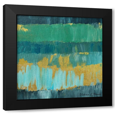 Abstract Blues 2 Black Modern Wood Framed Art Print with Double Matting by Brown, Victoria