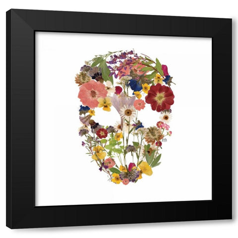 Flowerskull 3 Black Modern Wood Framed Art Print with Double Matting by Brown, Victoria