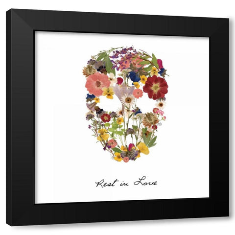 Flowerskull 2 Black Modern Wood Framed Art Print with Double Matting by Brown, Victoria