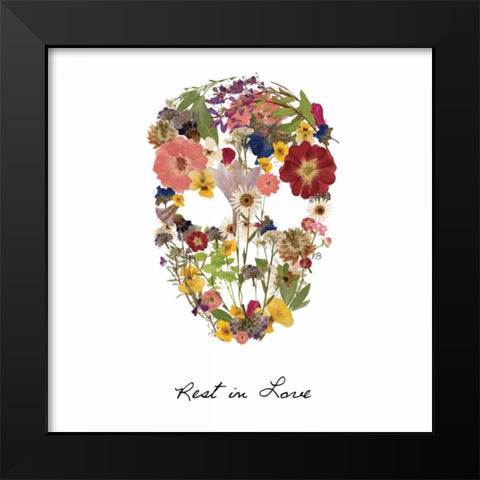 Flowerskull 2 Black Modern Wood Framed Art Print by Brown, Victoria