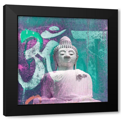 Om Big Buddah Black Modern Wood Framed Art Print by Brown, Victoria