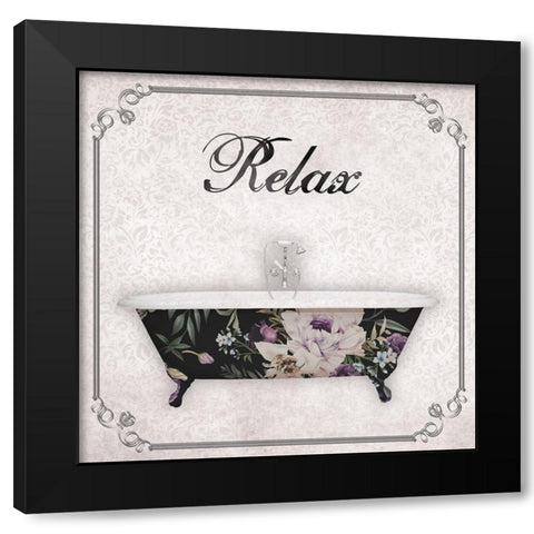 Relax Bath Black Modern Wood Framed Art Print by Brown, Victoria