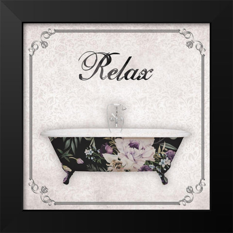 Relax Bath Black Modern Wood Framed Art Print by Brown, Victoria