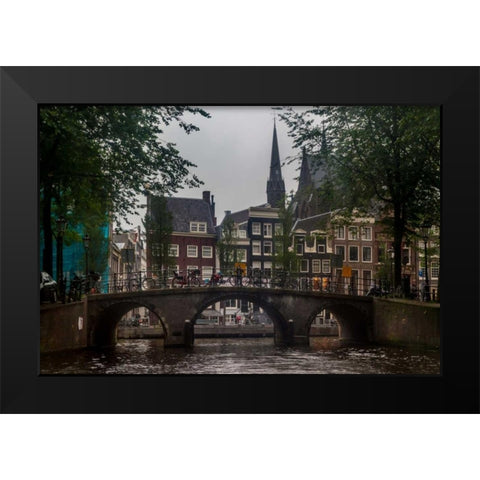 Amsterdam Bridge Black Modern Wood Framed Art Print by Kostka, Vladimir
