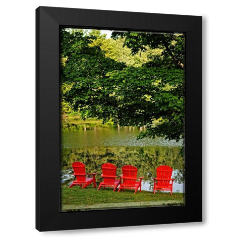 A Family Of Adirondak Chairs Black Modern Wood Framed Art Print with Double Matting by Foschino, Suzanne