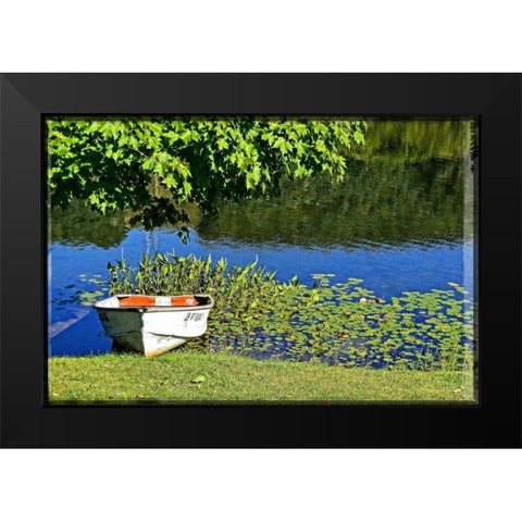 Country Pond Row Boat Black Modern Wood Framed Art Print by Foschino, Suzanne