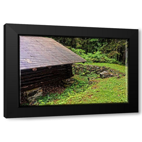 Deep Woods Lean To Vintage Black Modern Wood Framed Art Print with Double Matting by Foschino, Suzanne