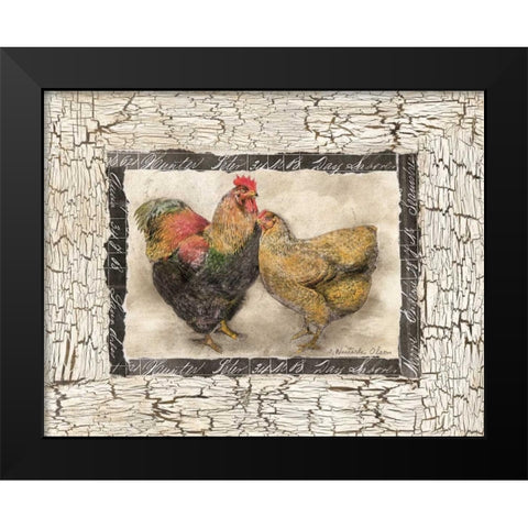 Fowl Play III Black Modern Wood Framed Art Print by Olson, Charlene