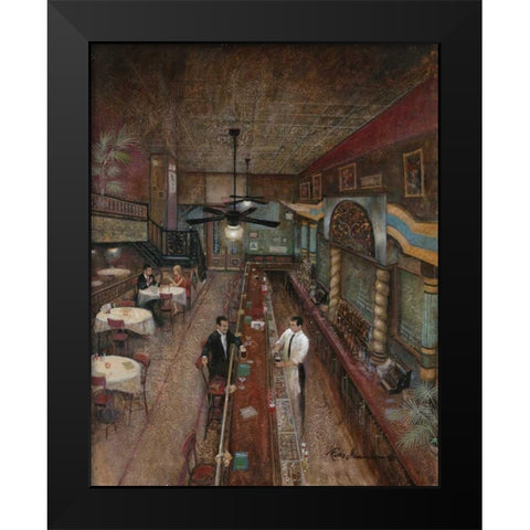 Hey Bartender Black Modern Wood Framed Art Print by Manning, Ruane
