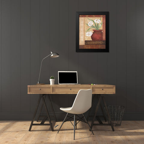 Tulip Temptation II Black Modern Wood Framed Art Print by Tava Studios