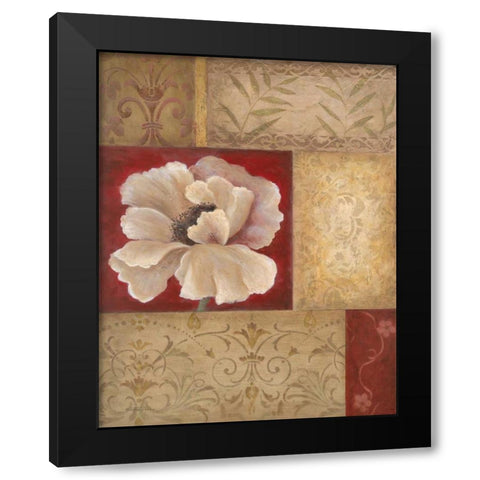 Patchwork Poppy Black Modern Wood Framed Art Print by Tava Studios