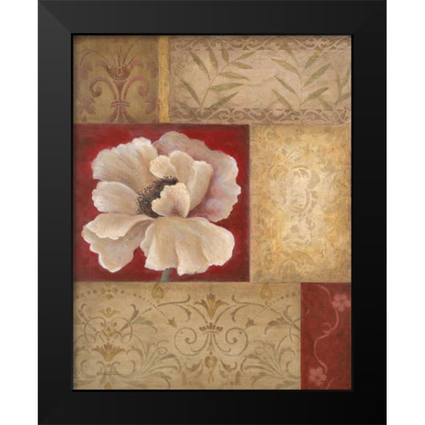 Patchwork Poppy Black Modern Wood Framed Art Print by Tava Studios