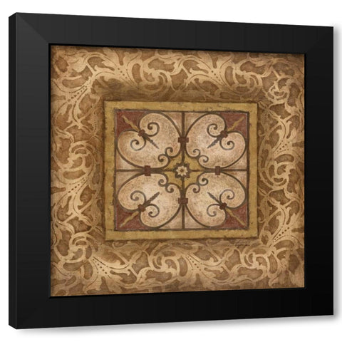 Scroll Medallion II Black Modern Wood Framed Art Print by Tava Studios