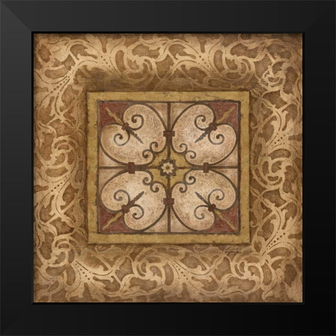Scroll Medallion II Black Modern Wood Framed Art Print by Tava Studios