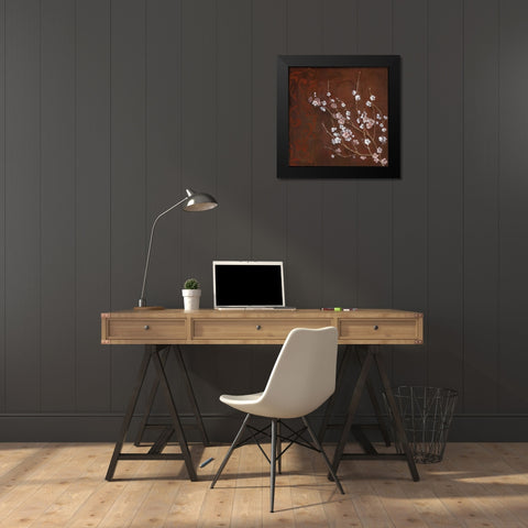 Cherry Blossoms on Cinnabar I Black Modern Wood Framed Art Print by Tava Studios