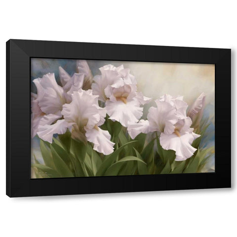 White Iris Elegance I Black Modern Wood Framed Art Print with Double Matting by Levashov, Igor